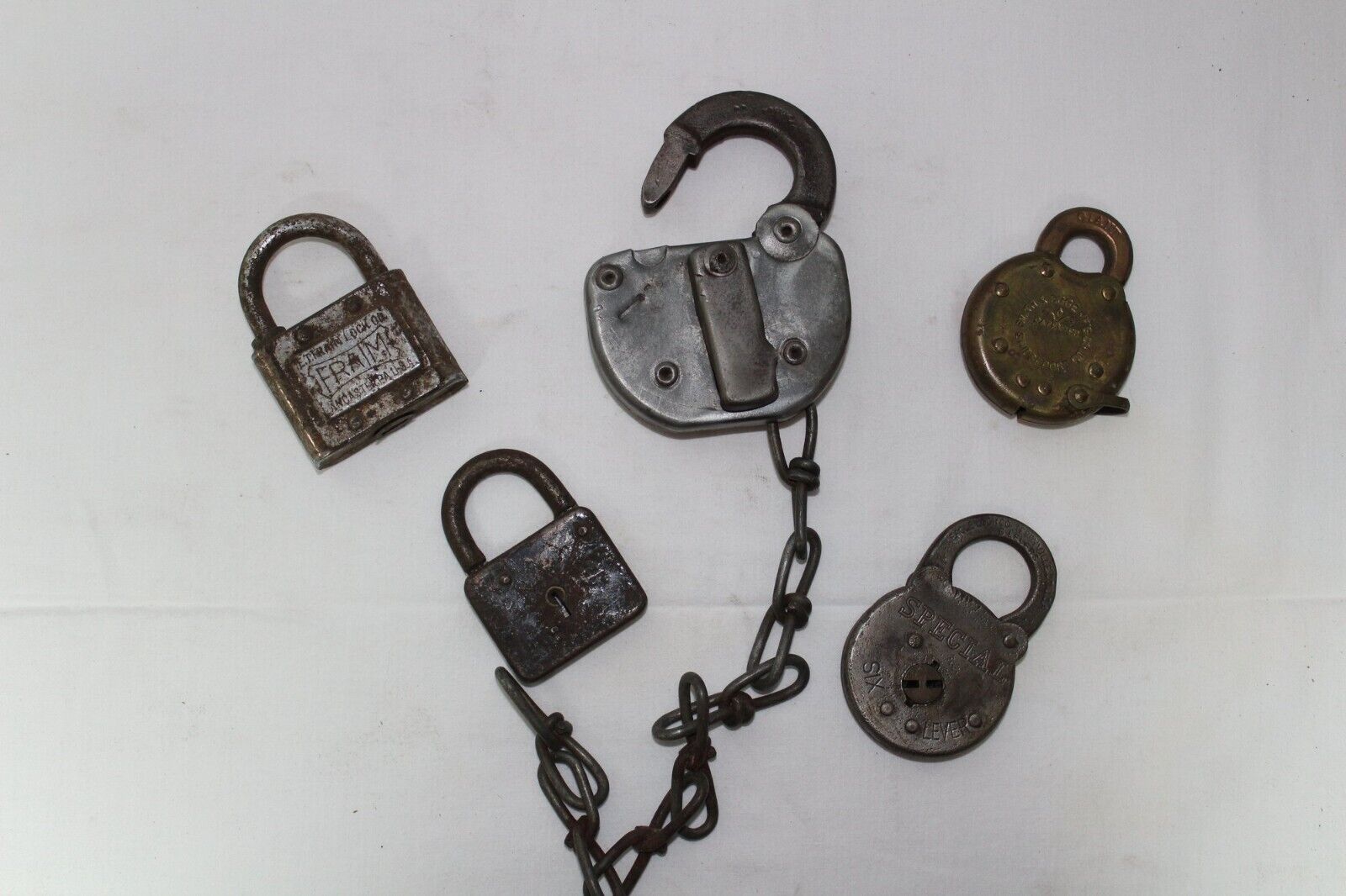 Mixed Antique Lock Collection Featuring Fraim, Special Eagle, Smith & Egg