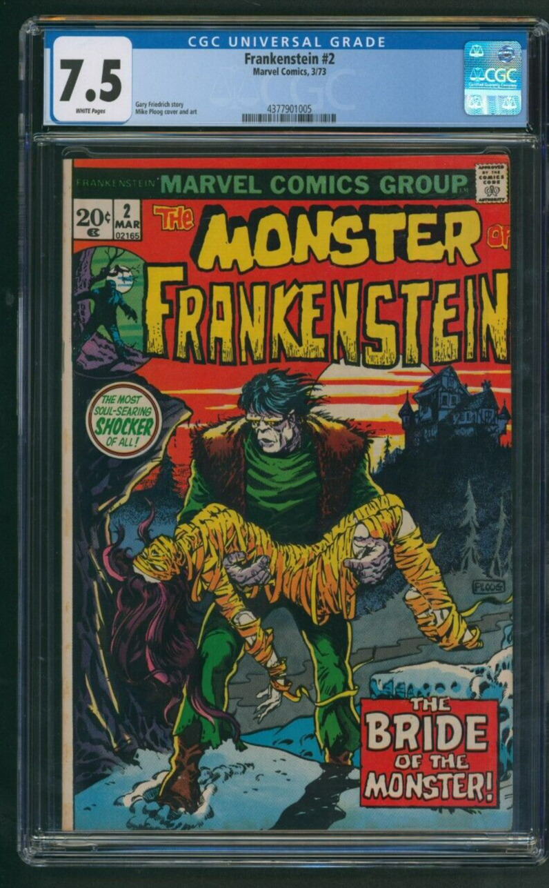 Frankenstein #2 CGC 7.5 White Pages 1973 Monsters Bride of Marvel Horror