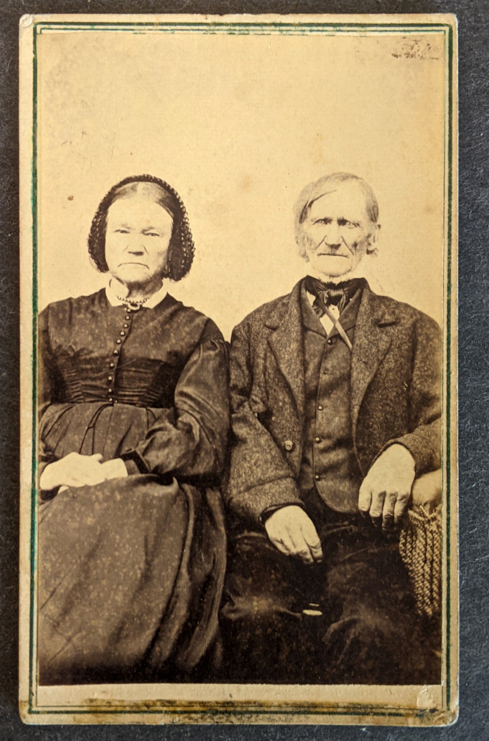 A Happy Couple (NOT) Antique CDV Photo ID'd Circa 1870