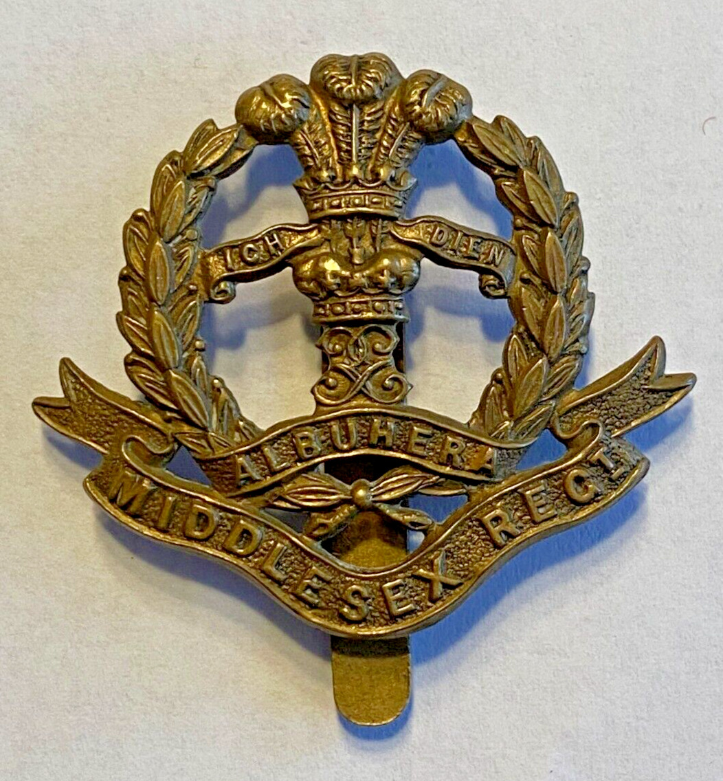 WWI British Army Middlesex Regiment 1916 economy cap badge
