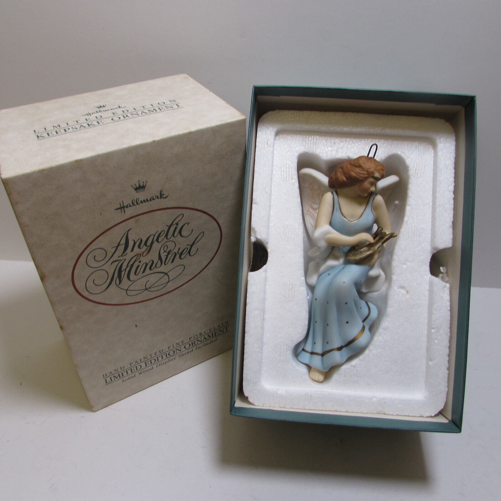 Vintage 1988 Hallmark Keepsake Ornament Angelic Minstrel with Stand