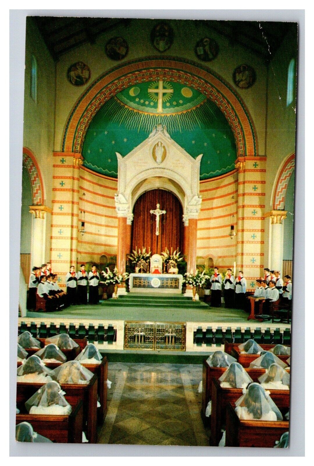 Postcard Miami Beach Florida St. Patrick\'s Church Interior