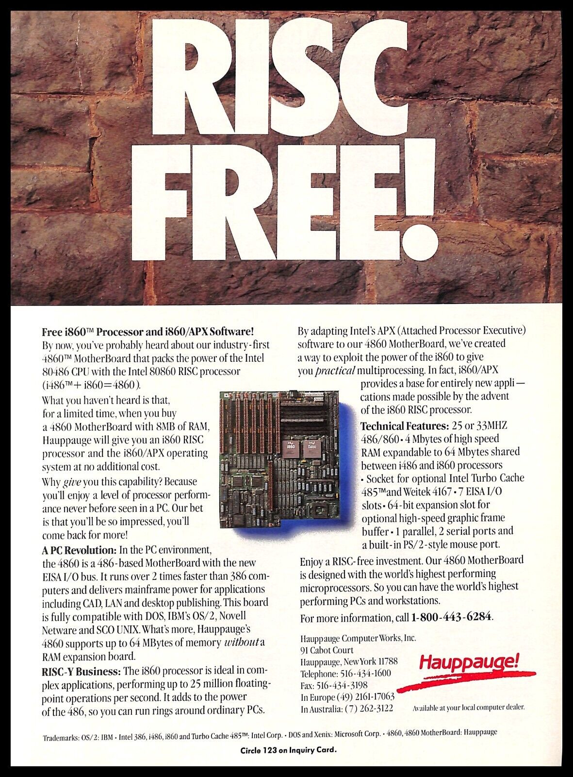 1991 Intel i860 Vintage PRINT AD RISC Microprocessor Design Retro Computers
