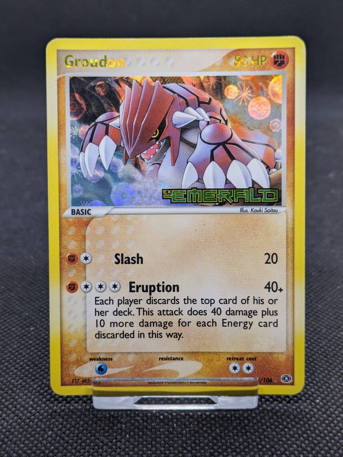 Pokemon Card Groudon 14/106 Rare Reverse Holo Ex Emerald STAMPED LP/Played