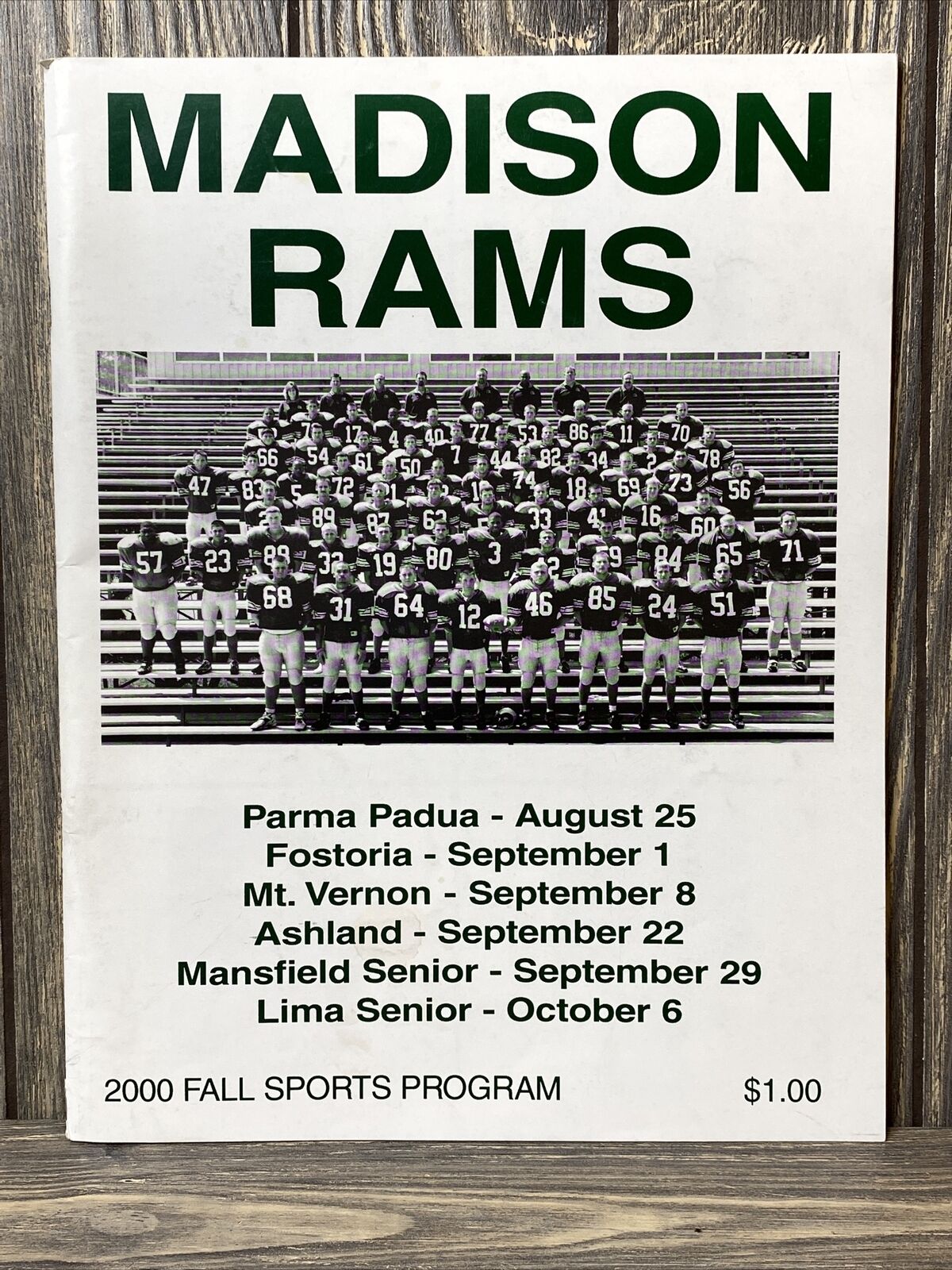 Vintage Sports Program Madison Rams 2000 Paperback Book