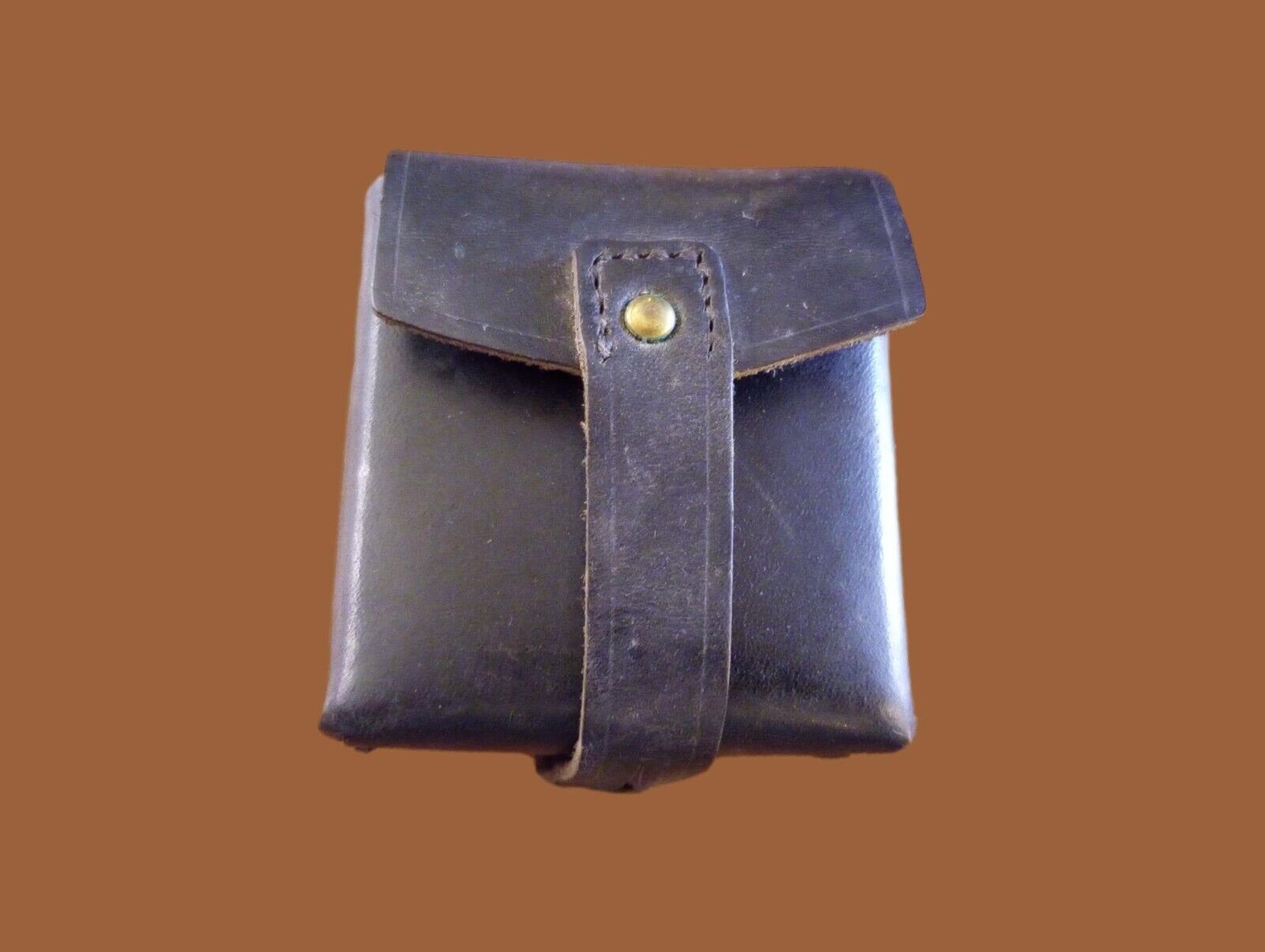 ORIGINAL WWII ITALIAN MILITARY BLACK LEATHER CARCANO AMMO 2 CLIP POUCH
