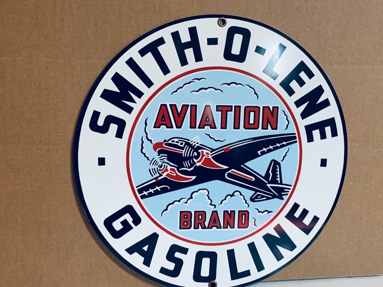 Smith O Lene Aviation gasoline vintage Style round metal  sign Smitholene