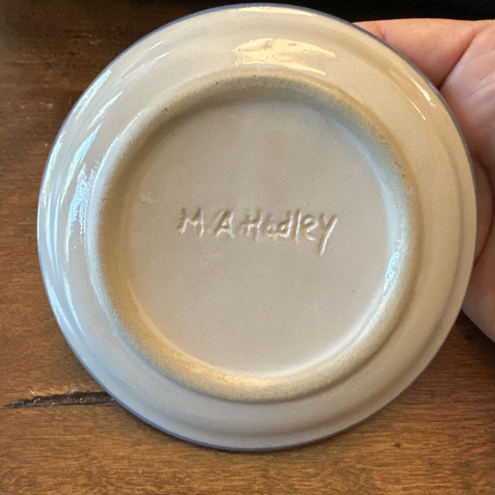M A Hadley Pottery Trinket Dish Mini Plate Oh My Operation 4”  Rare Stamped Back