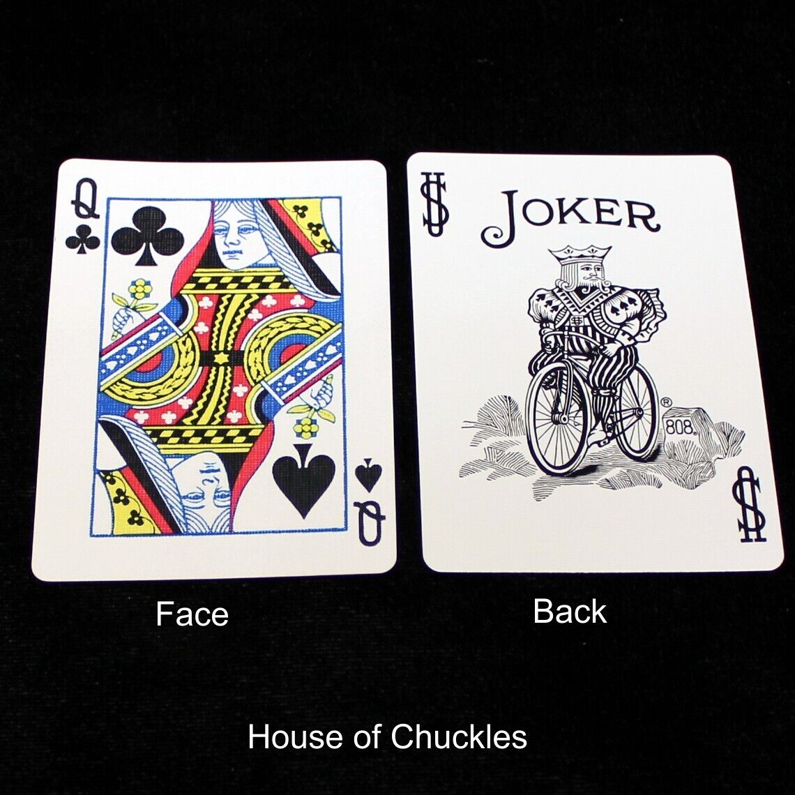 Queen Clubs / Spades - Mis-Indexed - OFFICIAL - Joker Bicycle Gaff Playing Card