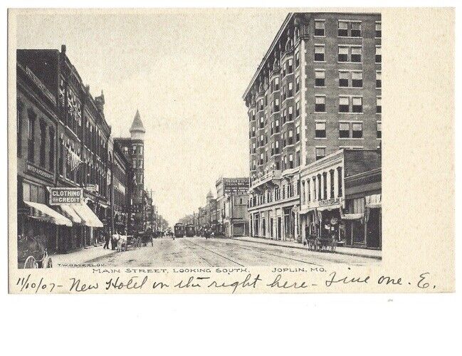 c1907 Main Street Looking South Joplin Missouri MO Albertype T Osterloh Postcard