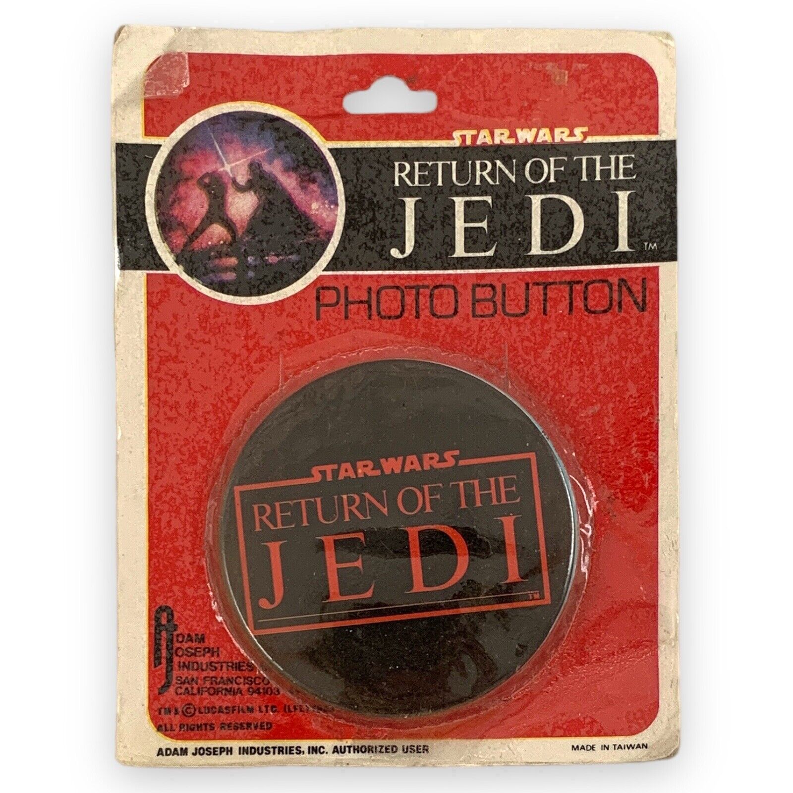 VTG 1983 Star Wars Return of The Jedi Photo Button Pin Pinback NOS