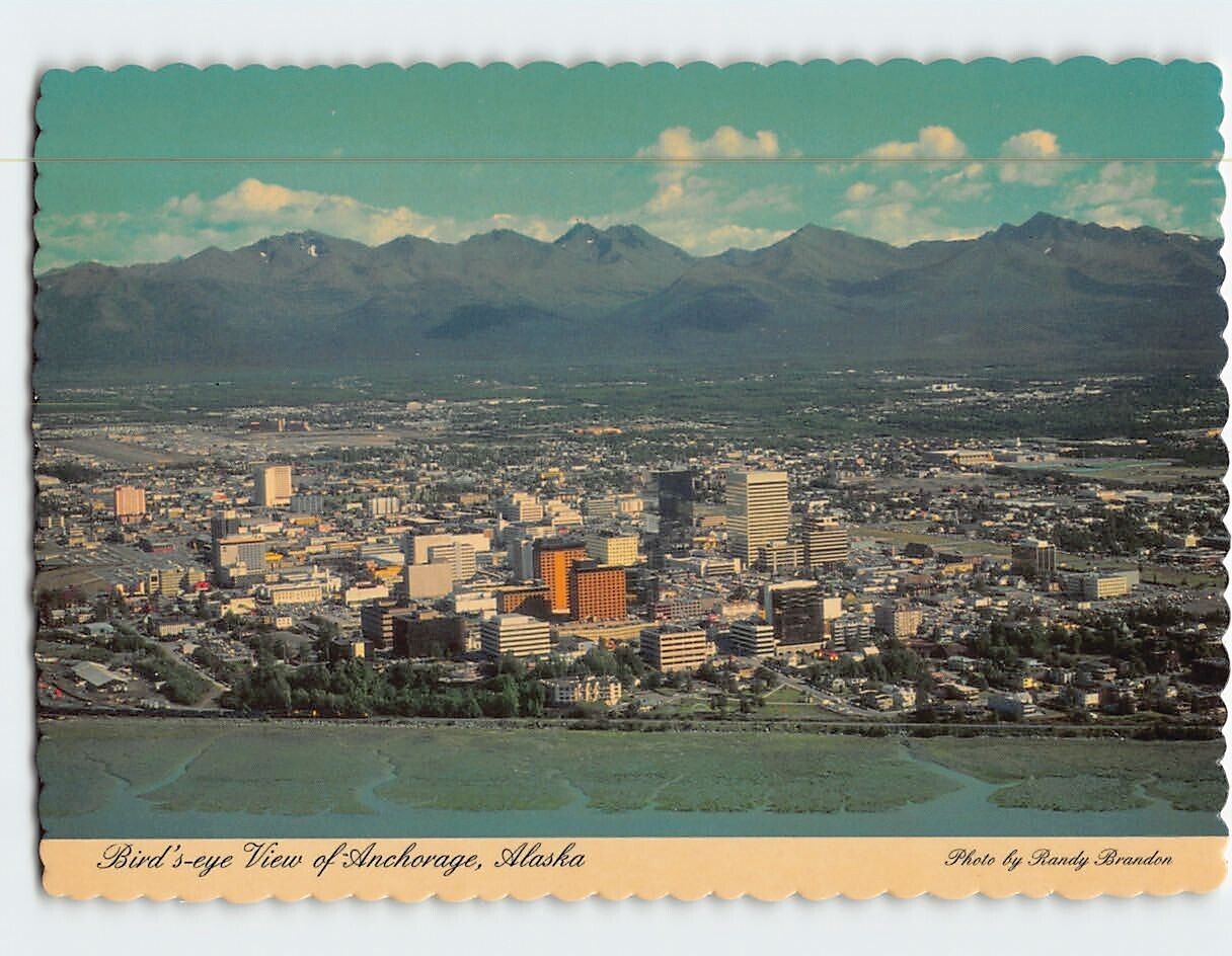 Postcard Birds eye View of Anchorage Alaska USA