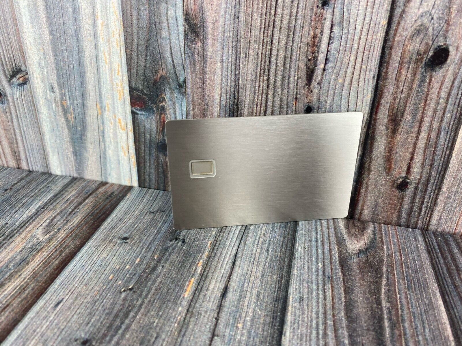 Brushed silver / Stainless Steel Credit Card Blank w/ Chip Slot Mag Strip Black