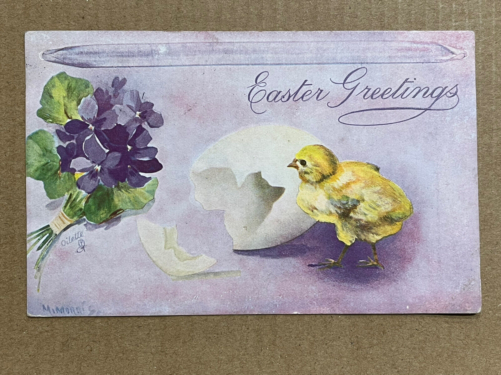 Tuck’s Oilette Easter Greetings Chick Hatched Broken Egg Vintage 1909 Postcard