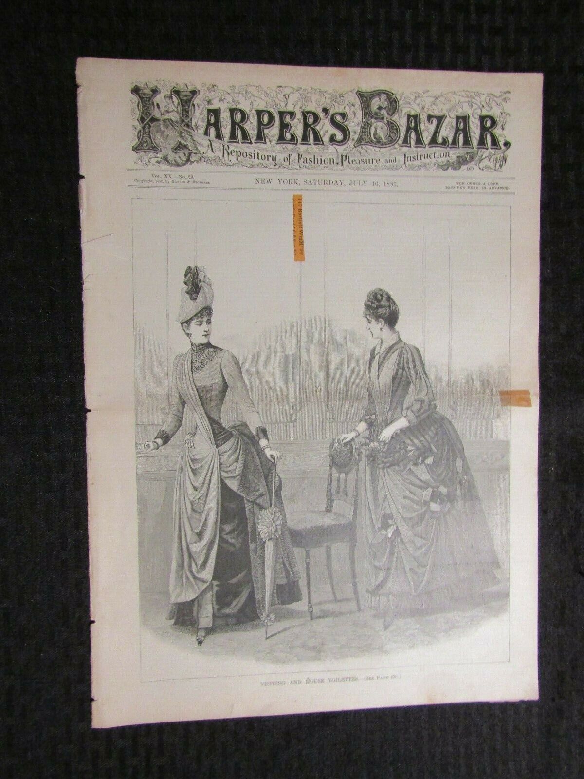 1887 July 16 HARPER\'S BAZAR NY Fashion Newspaper v.XX #29 GD+ 2.5