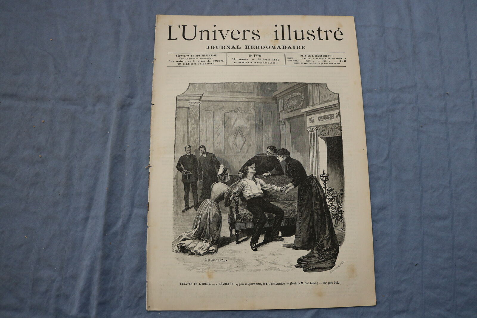 1889 APRIL 20 L\'UNIVERS ILLUSTRE - THEATRE DE L\'ODEON-REVOLTEE- FRENCH - NP 8569