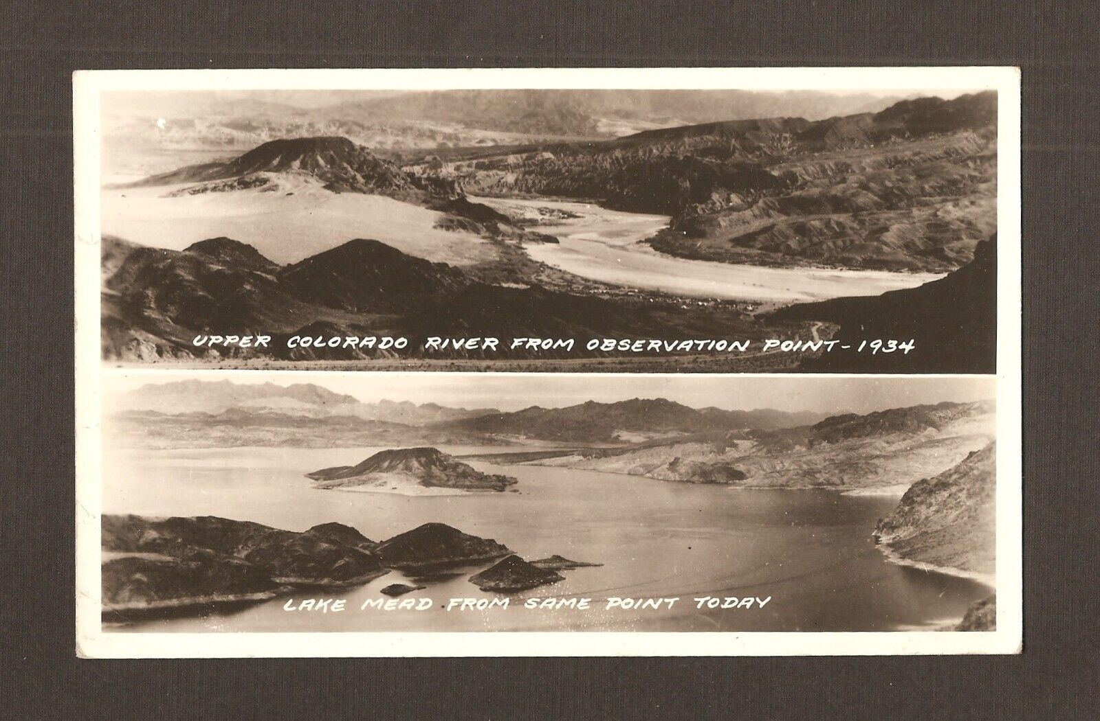 Old Vintage 1934 Real Photo RPPC Postcard Colorado River & Lake Mead Photograph