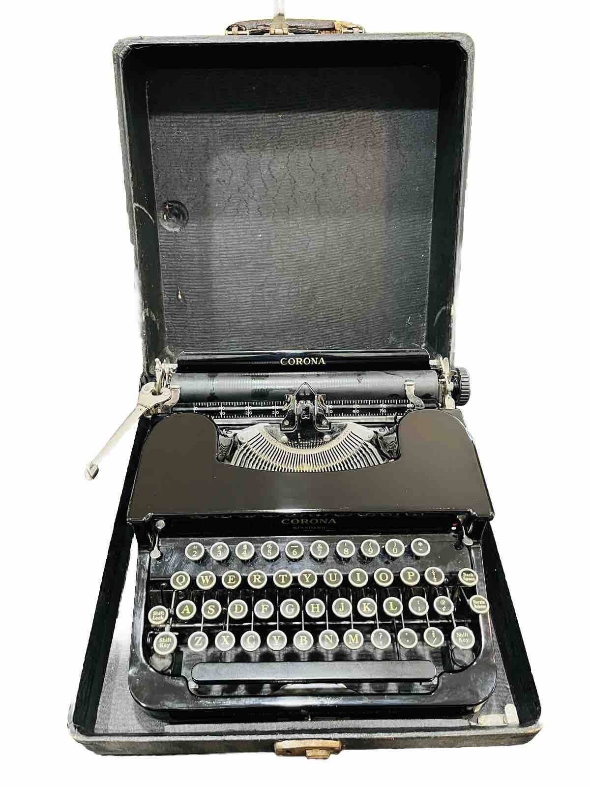 VTG 1935 Smith Corona 1C Series Standard Flattop Portable Typewriter & Case