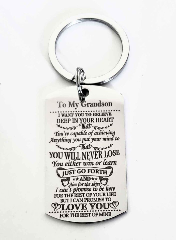 To My Grandson Love You Rest Of Mine Keychain