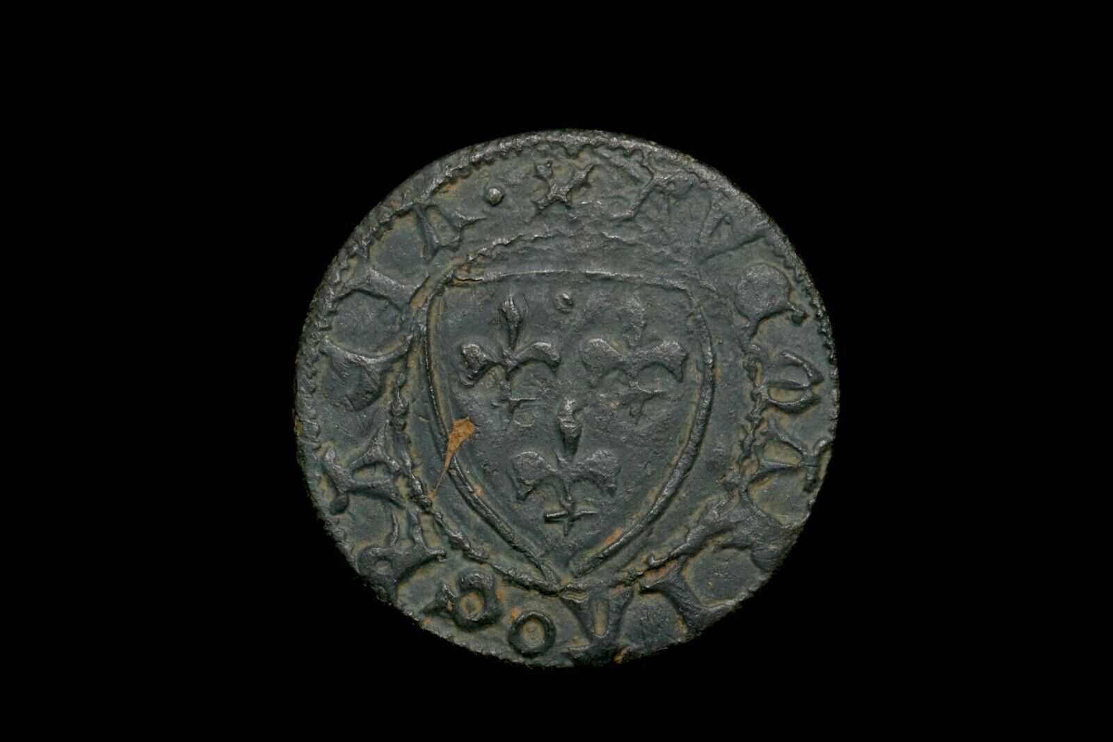 Nice Condition Medieval French Jetton With AVE Maria Gracia Legend