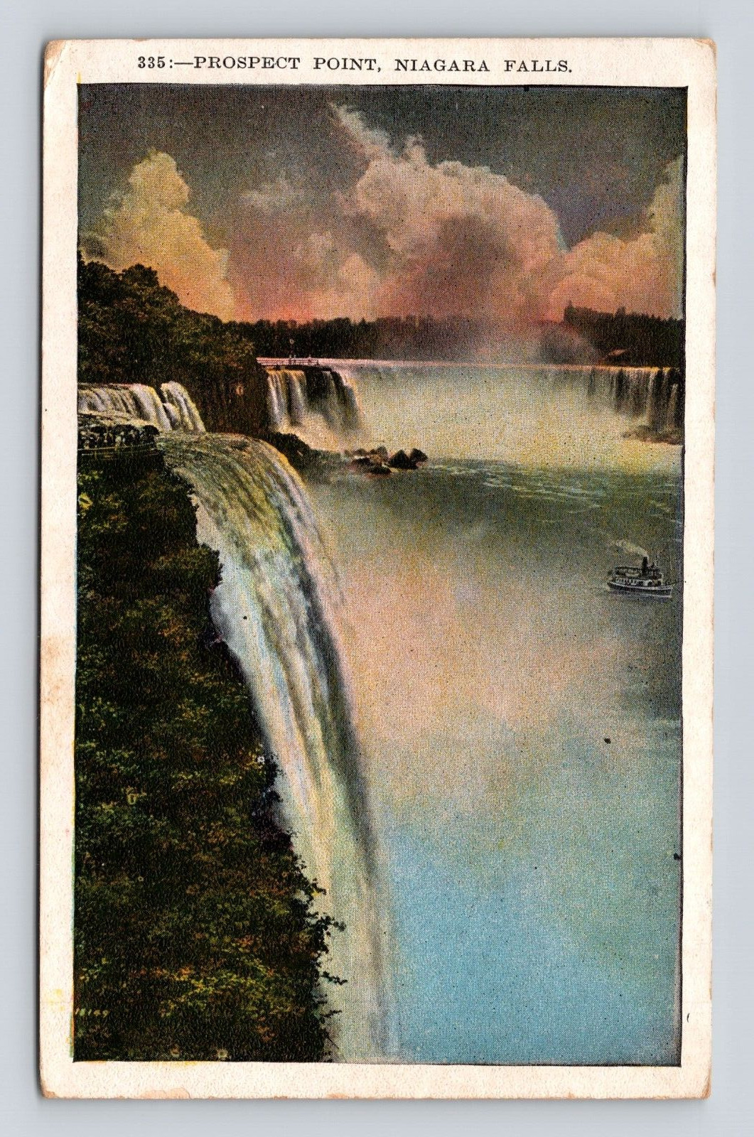 Antique Postcard Niagara Falls Prospect Point Bloomfield Mo 1934 Cancel