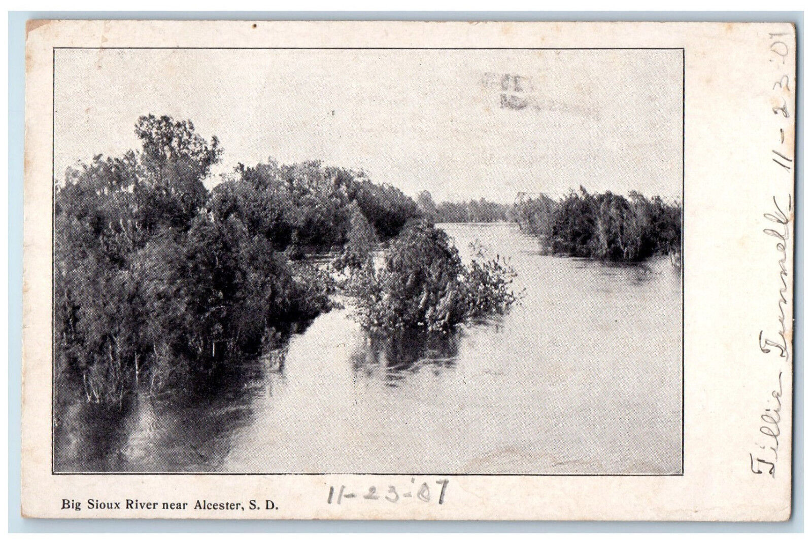 1907 View Of Big Sioux River Near Alcester South Dakota SD Anitque Postcard