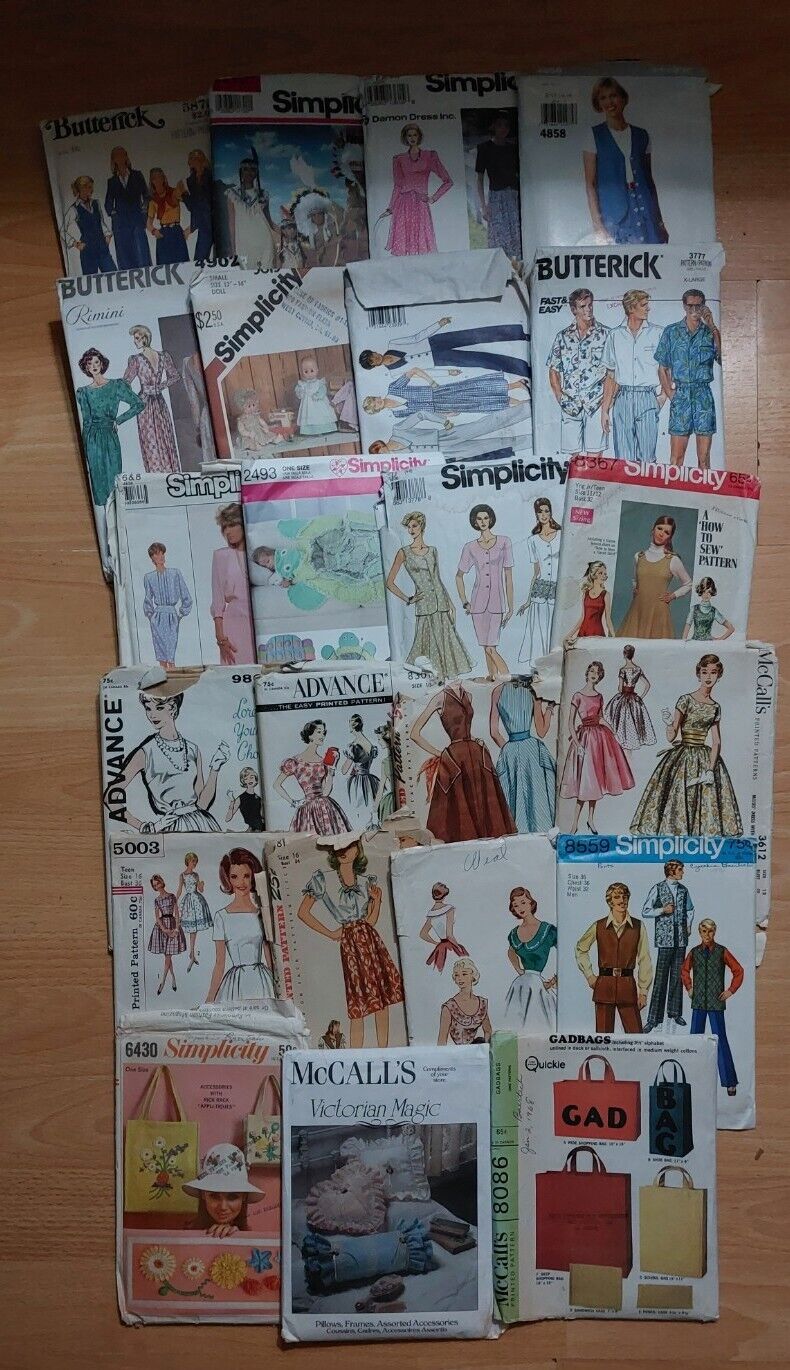 Lot Of 58 Vintage Womens/Crafts Sewing Patterns 70’s, 80’s & 90’s Cut/Uncut