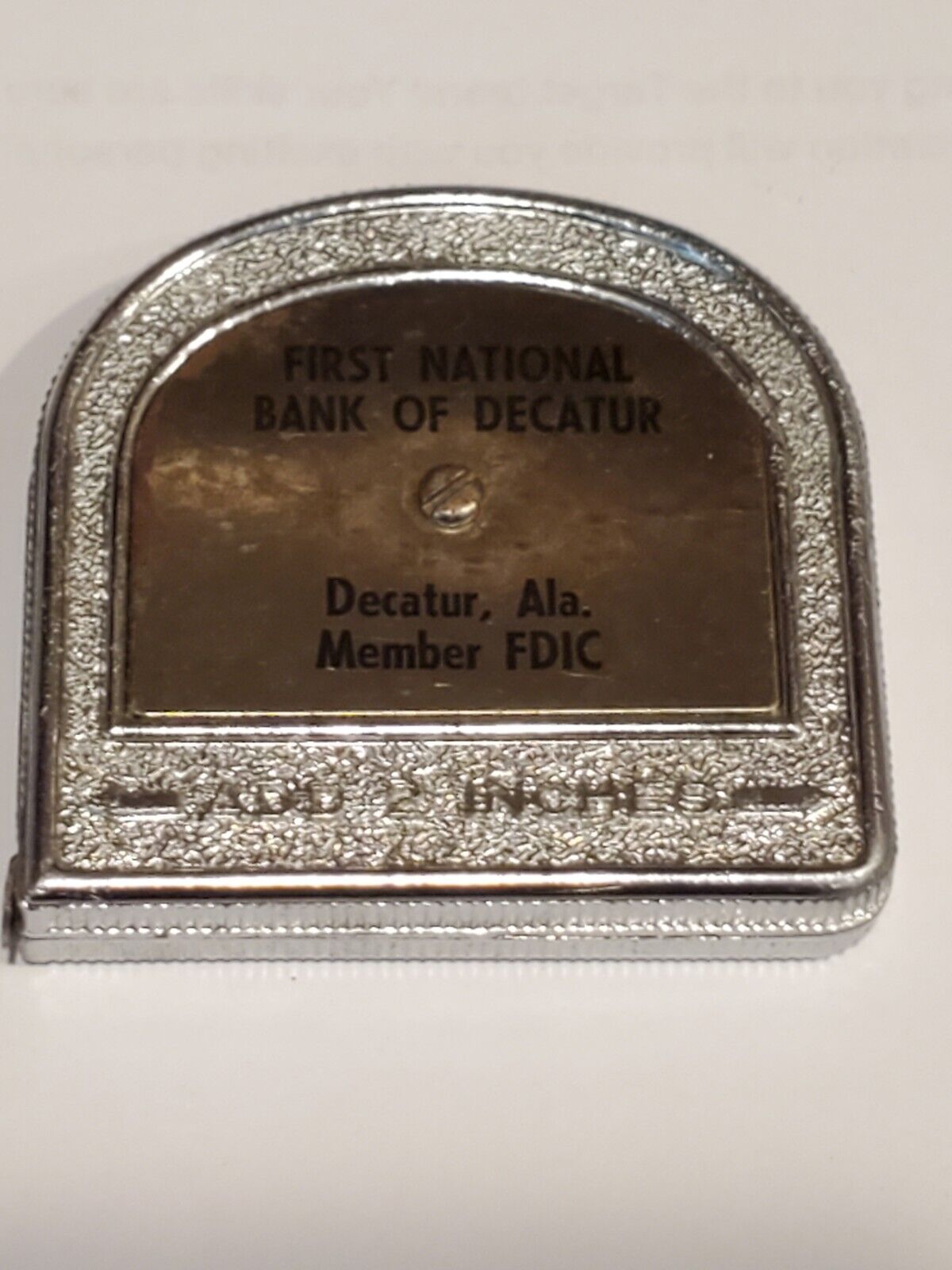 Vintage First National Bank Of Decatur Alabama Mini Tape Measure 