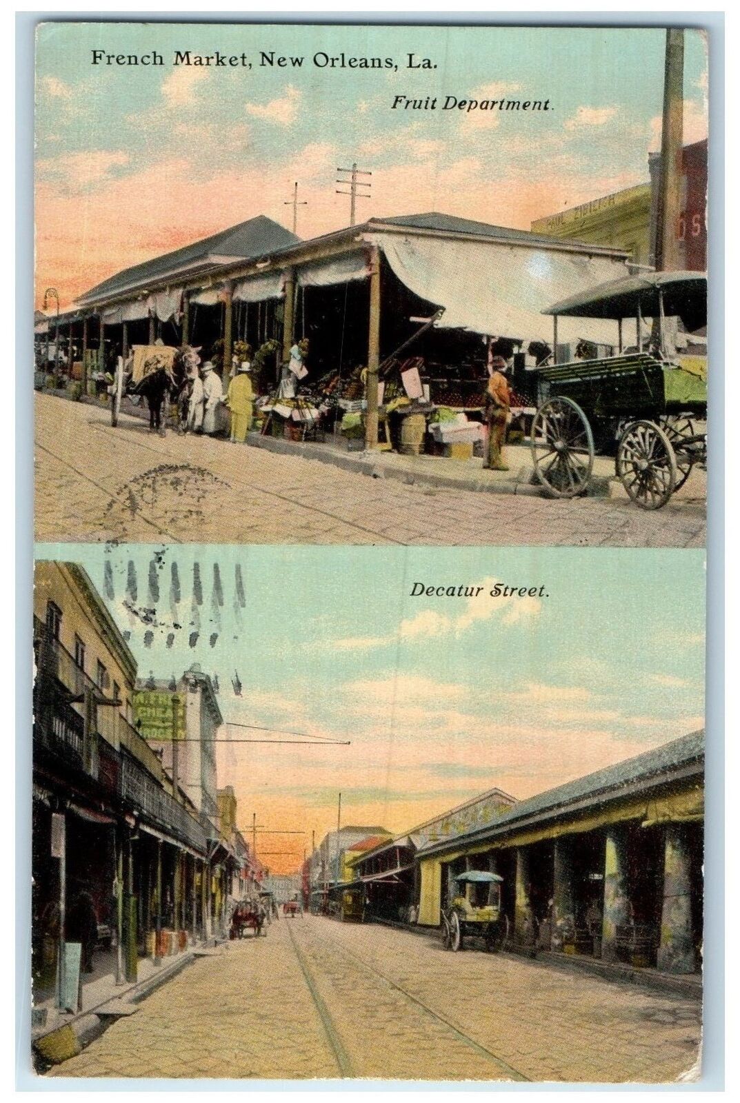 1911 French Market Fruit Dept. Decataur Street New Orleans Louisiana LA Postcard