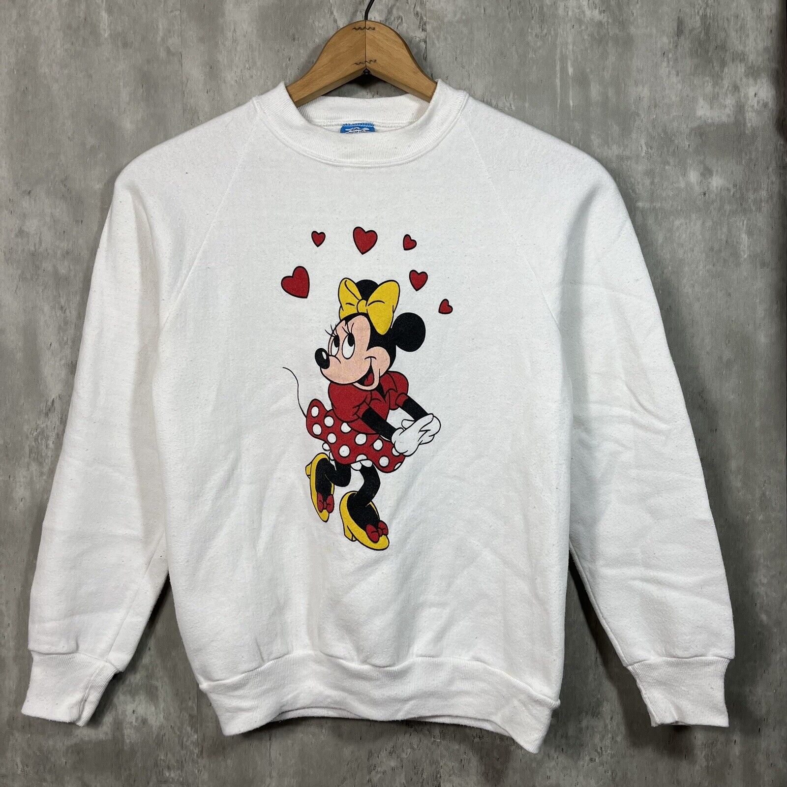 Vintage 80s Minnie Mouse Disney Raglan Sweatshirt Size Small Pullover