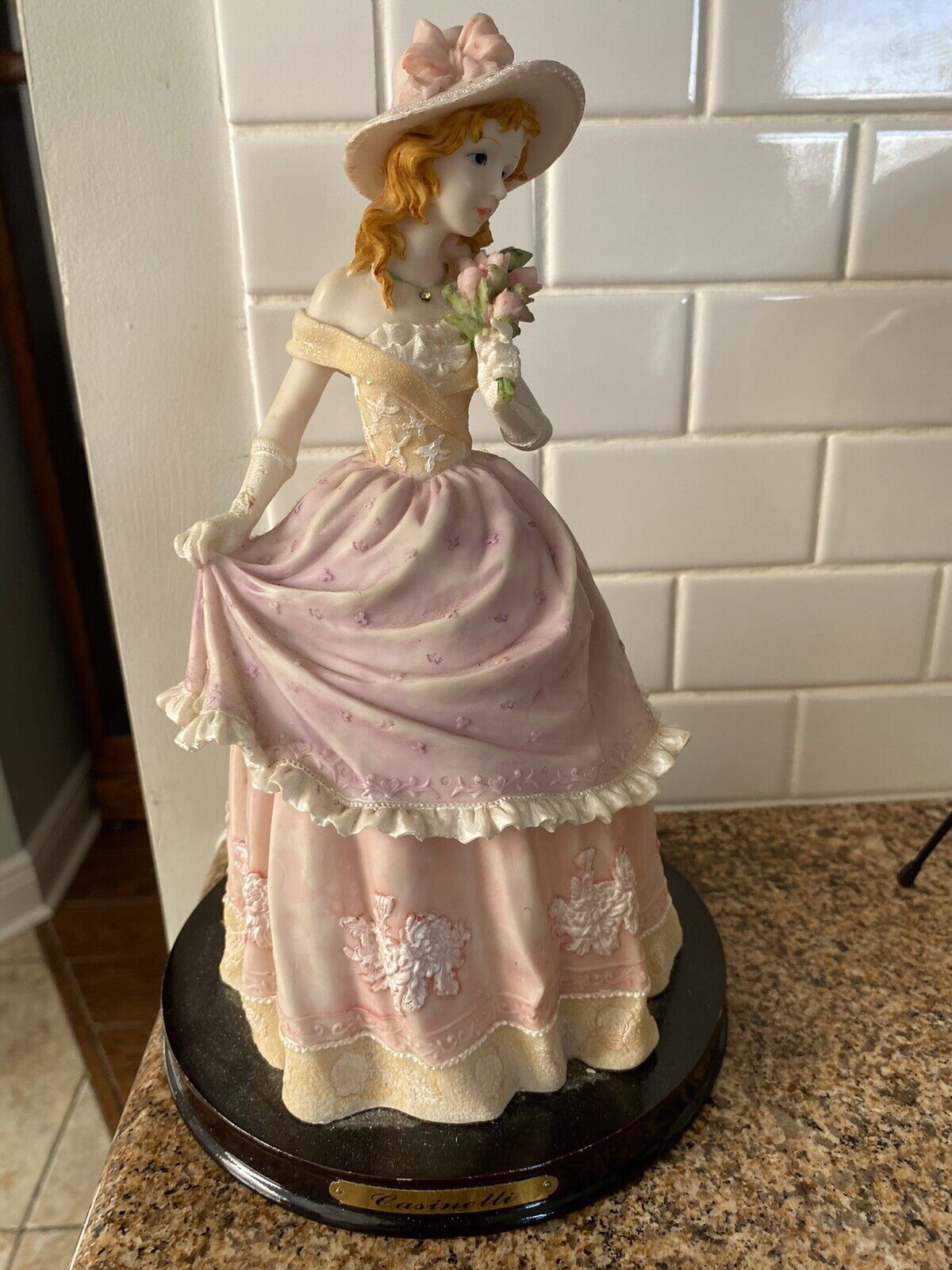 Casinelli Lareaux Beautiful Lady Resin Figurine with Wood Base