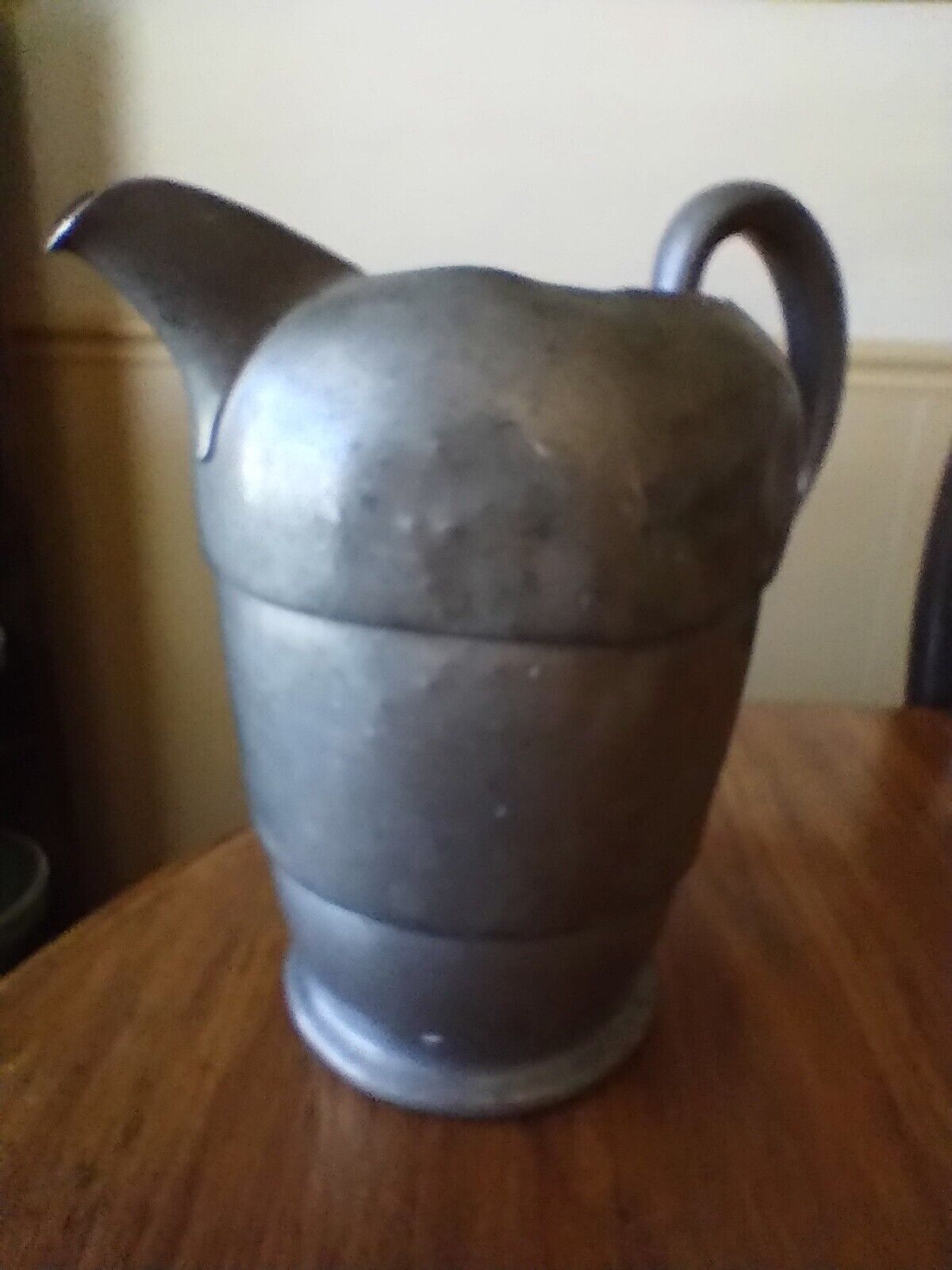 Antique Genuine Rustic Pewter Pitcher Early 1900s 