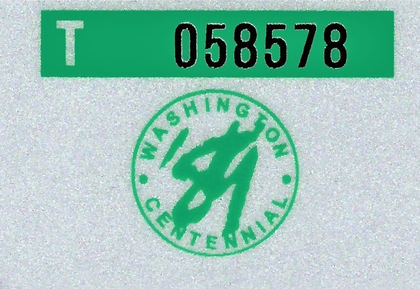 1989 WASHINGTON Vinyl Sticker Replica TAB for License Plate CAR-TRUCK-MOTORCYCLE