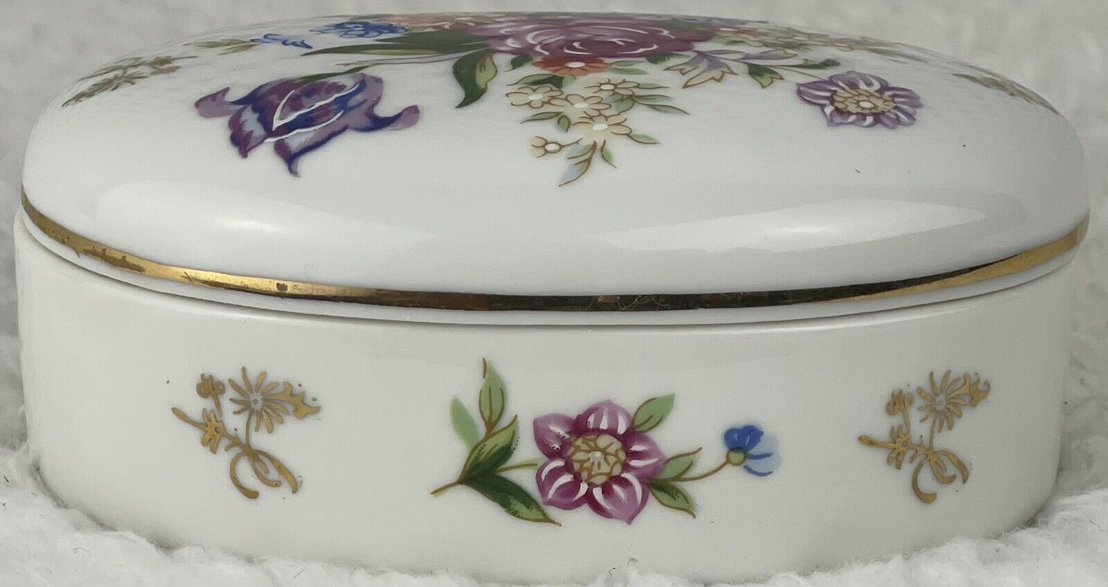 VTG 1983 Porcelain Oval Trinket Box Hand Painted Flower KPM Arnart Imports, Inc.