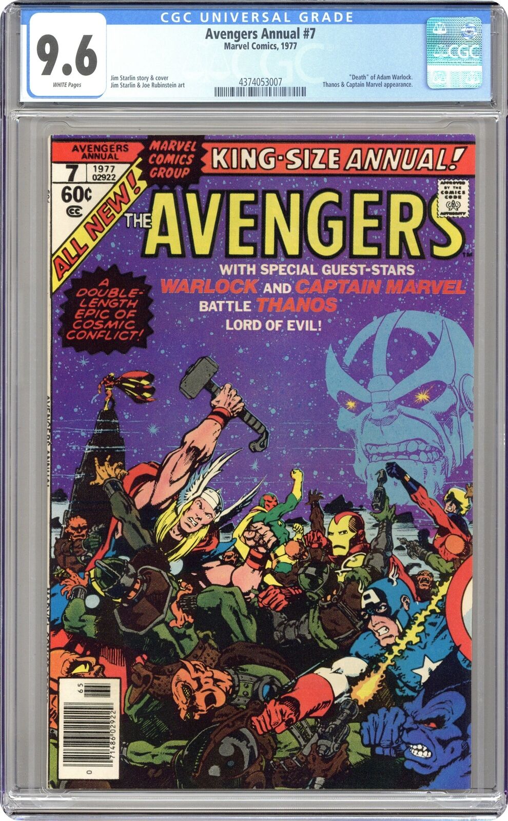 Avengers Annual #7 CGC 9.6 1977 4374053007 1st app. Space Gem