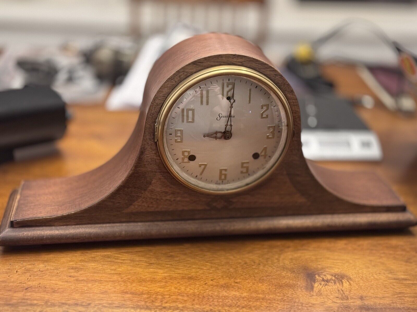 Vintage Wood Antique Sessions Dulciana Mantle Clock Works
