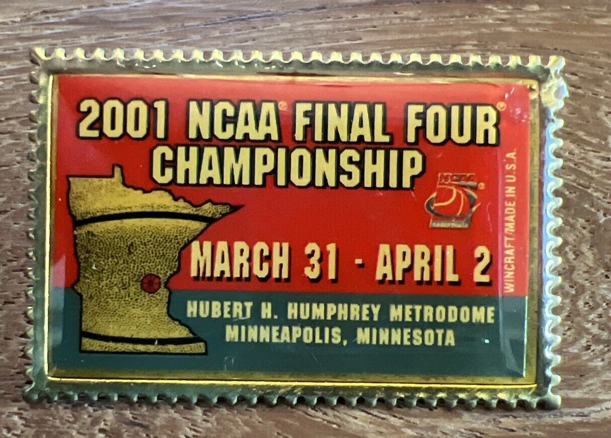 2001 NCAA FINAL FOUR BASKETBALL CHAMPIONSHIPS MINNEAPOLIS STAMP  PIN
