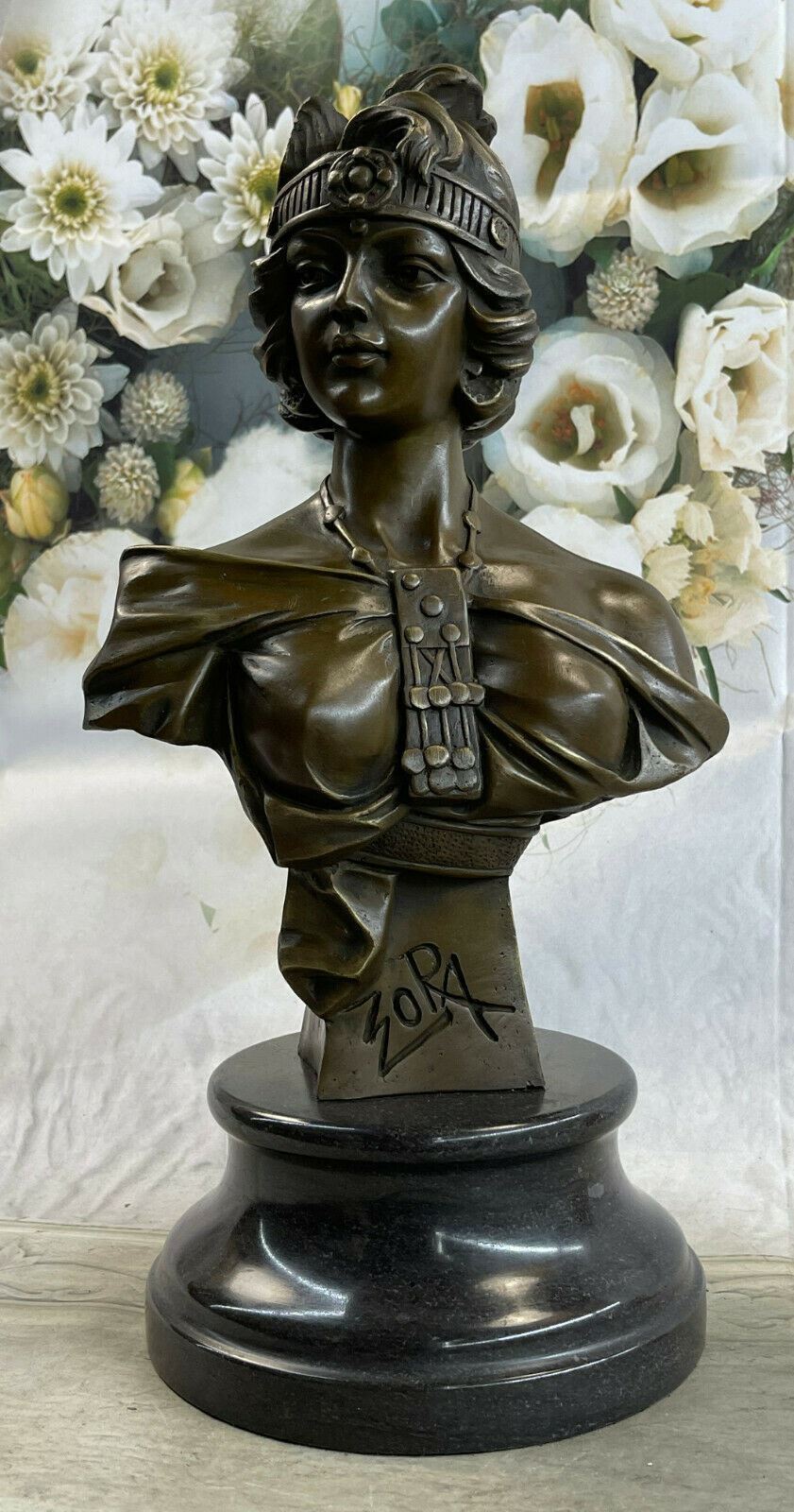 Wonderful Bust Young Lady By Villanis Art Deco Hot Cast Bronze Sculpture Statue