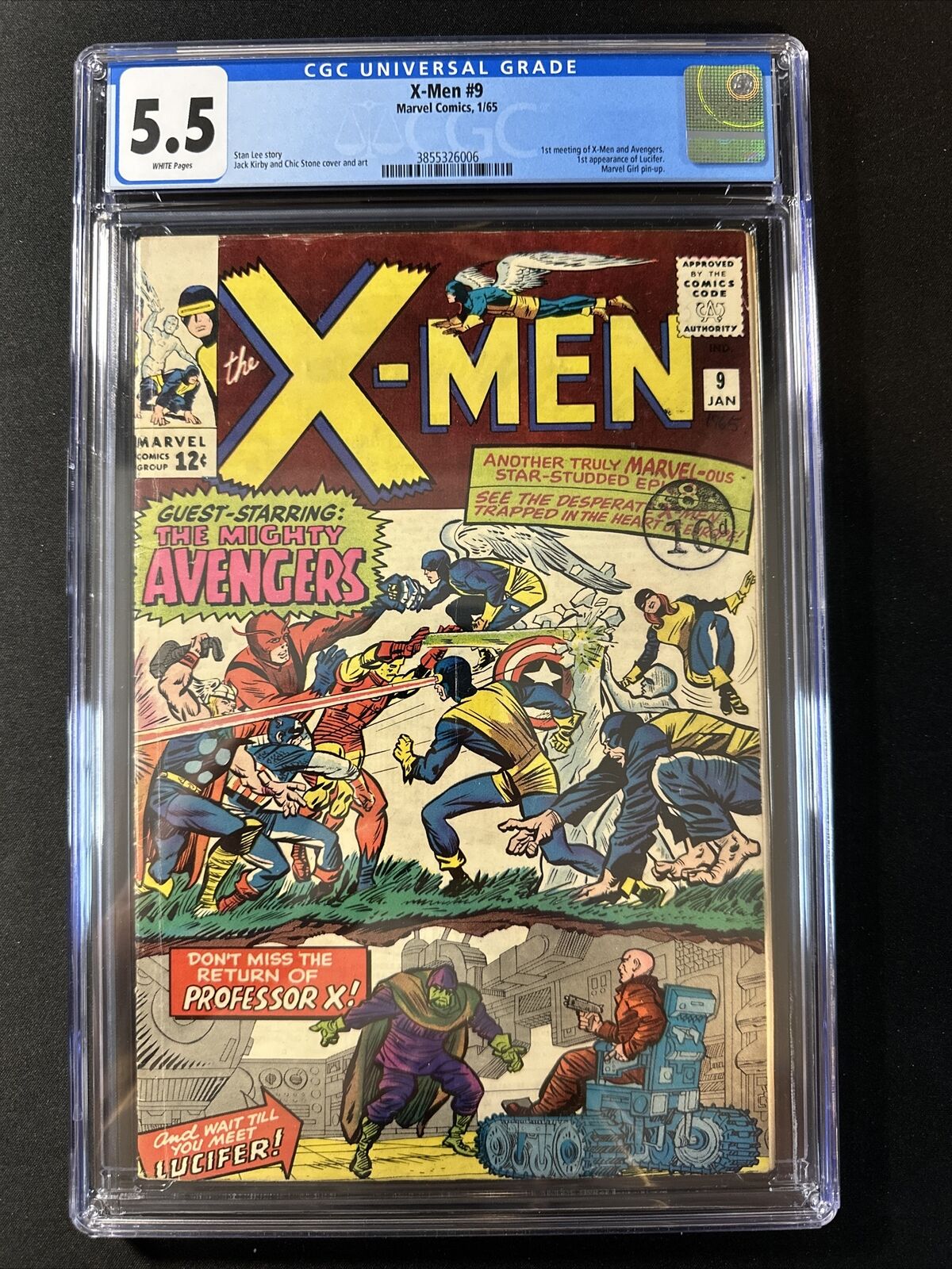 X-Men #9 CGC 5.5 WHITE Pages Marvel Comics Vintage Silver Age 1st Print 1965