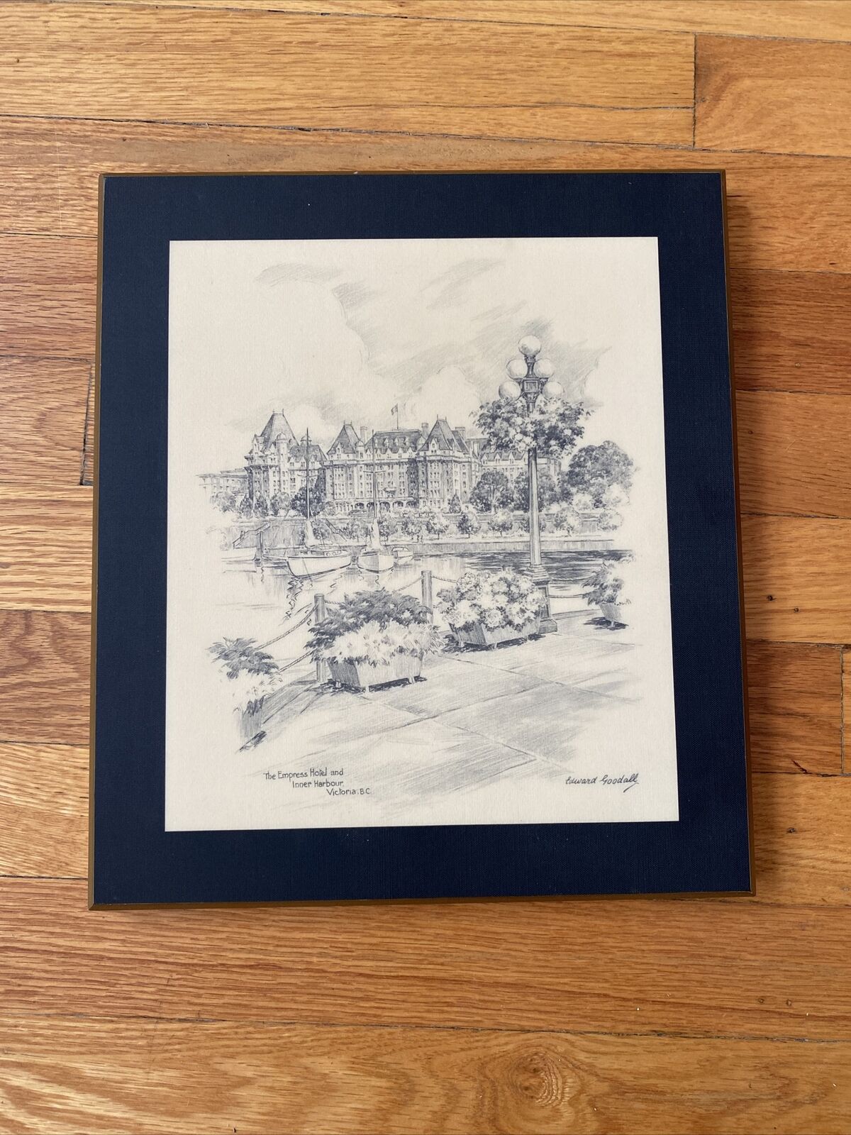 Wood Wall Plaque THE EMPRESS HOTEL AND INNER HARBOUR VICTORIA BC Print 11X12”
