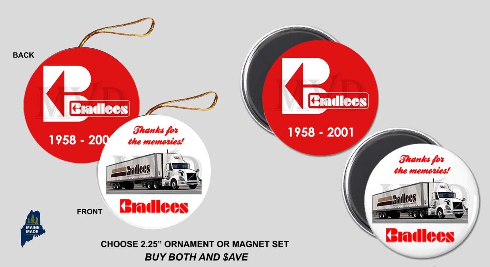 BRADLEES Ornament / Magnet Set -  Logo Vintage Department Store Defunct Retail
