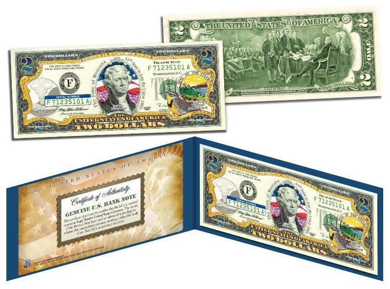 MONTANA Statehood $2 Two-Dollar Colorized U.S. Bill MT State *Legal Tender*