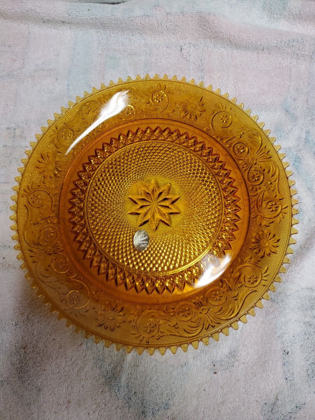 NEW Vintage Indiana Glass, A Tiara Company 12” Amber Sandwich Serving Platter