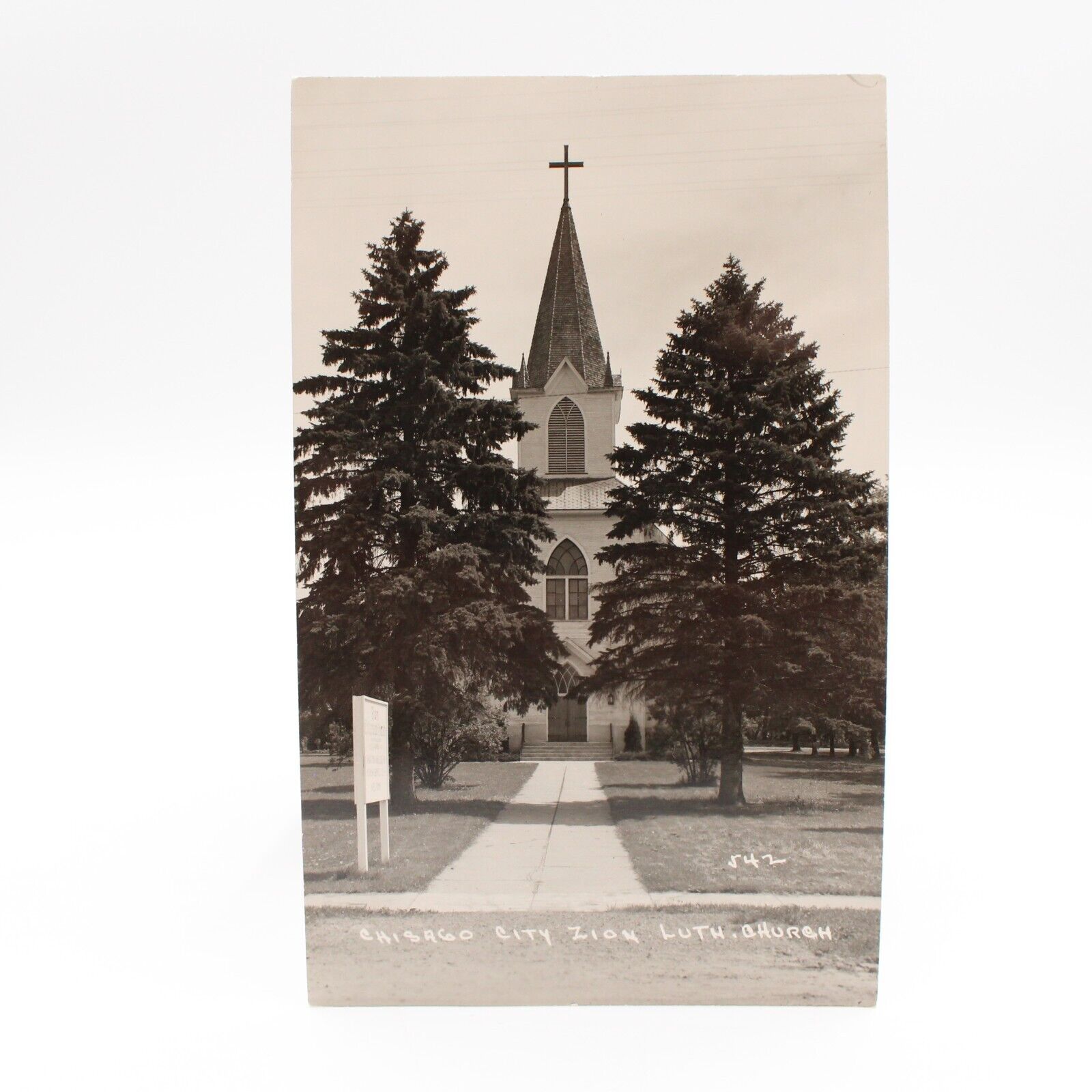 Chisago City Minnesota  Zion Lutheran Church Postcard  Vintage RPPC 1954