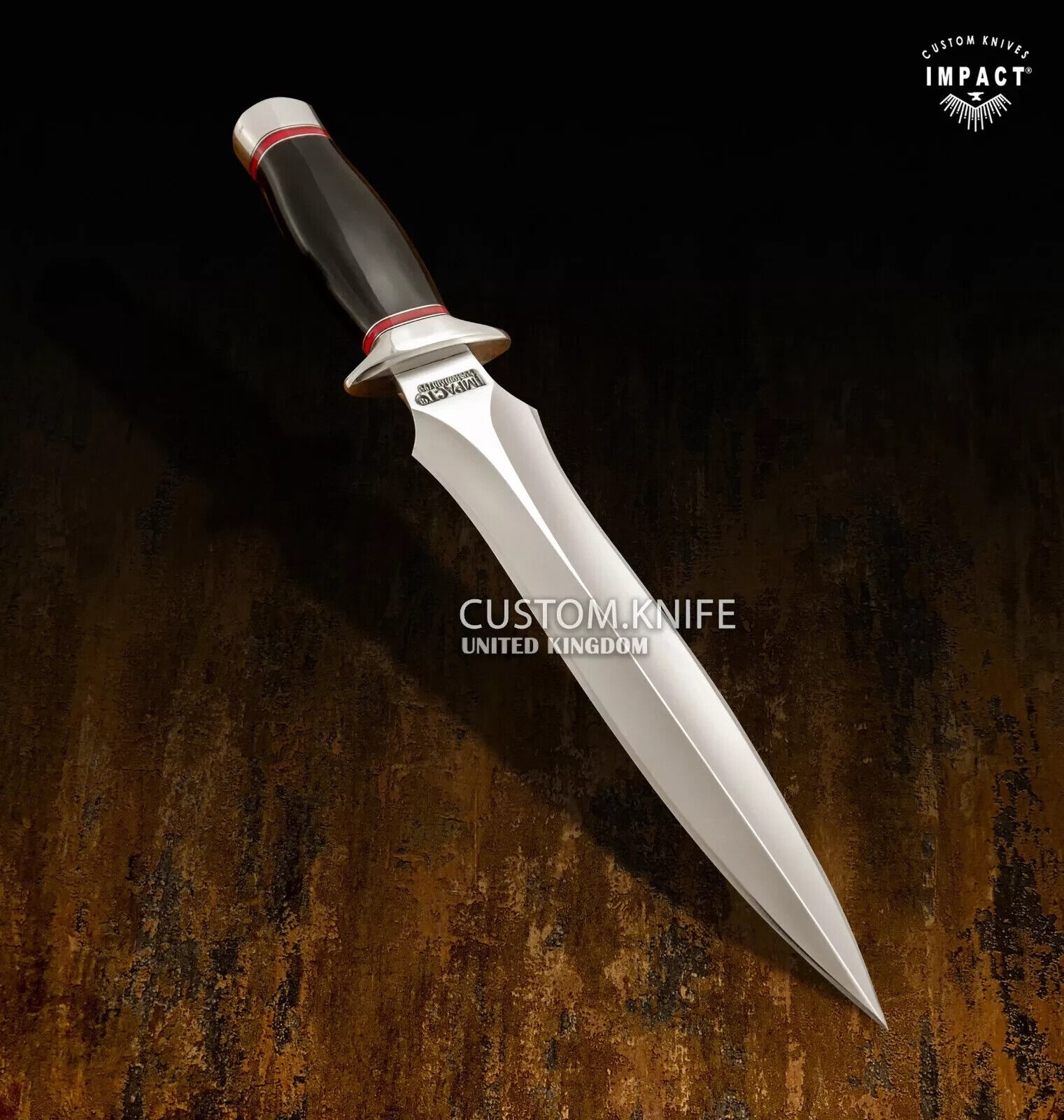 IMPACT CUTLERY CUSTOM TACTICAL HUNTING DAGGER KNIFE BULL HORN HANDLE- 1619
