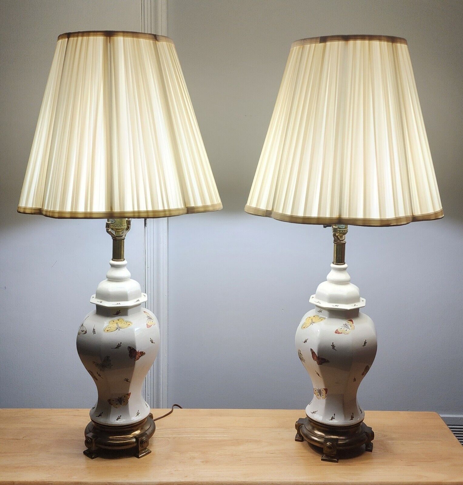 Pair of 2 - Vintage Antique Butterfly Lamps