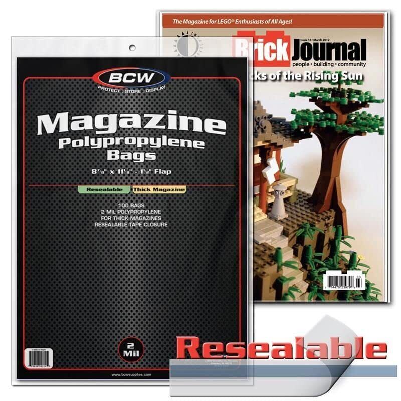 BCW Thick Resealable Magazine Bags - 1 Pack of 100 | Acid-Free, Clear Polypro...