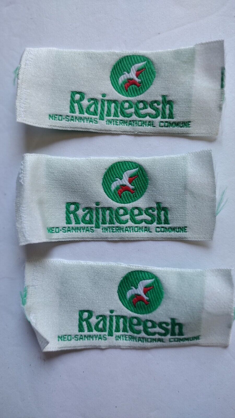 Lot Of Three Vintage Rajneesh Commune Clothing Labels