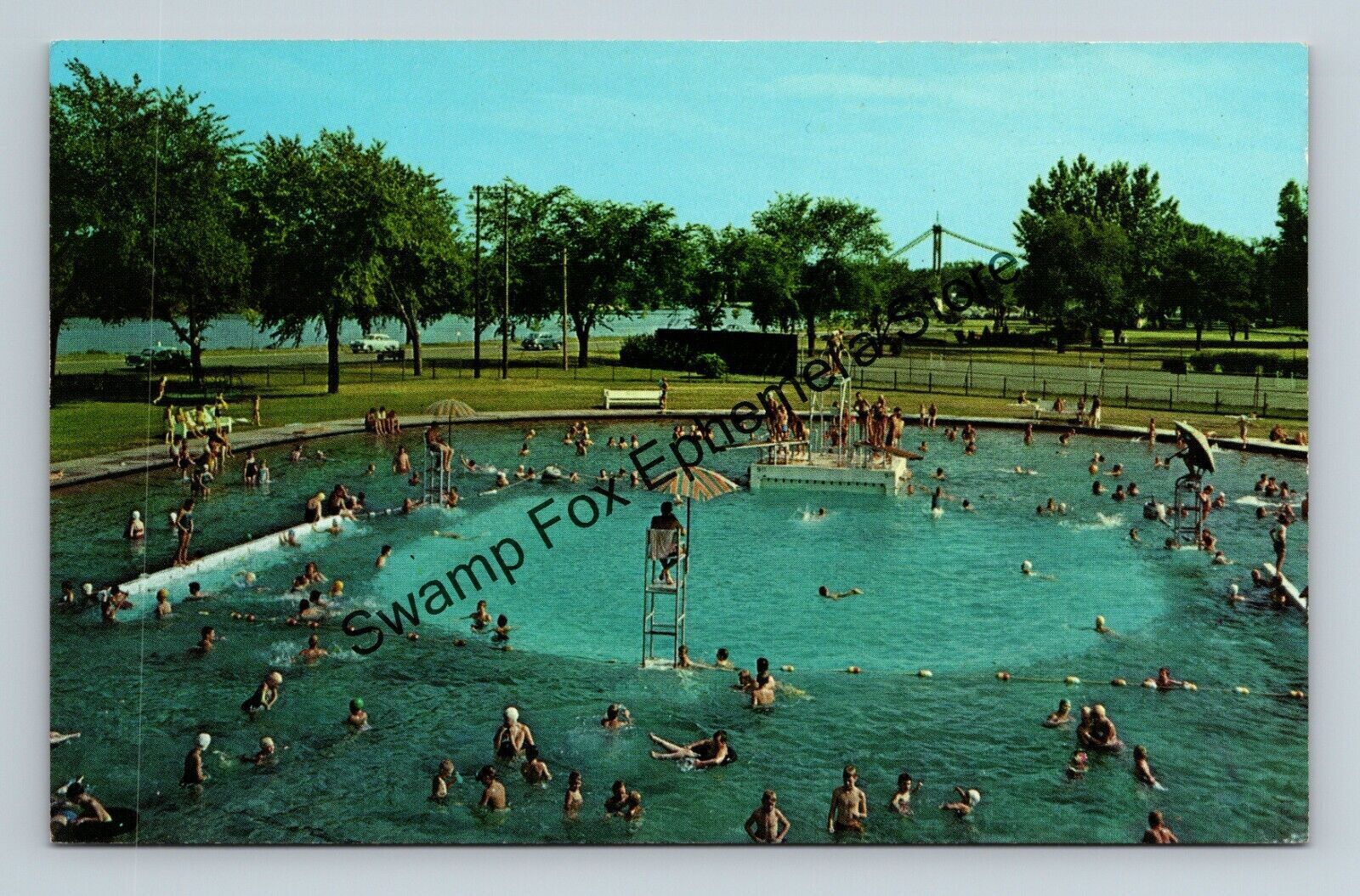 Postcard Municipal Swimming Pool Riverview Park Clinton Iowa