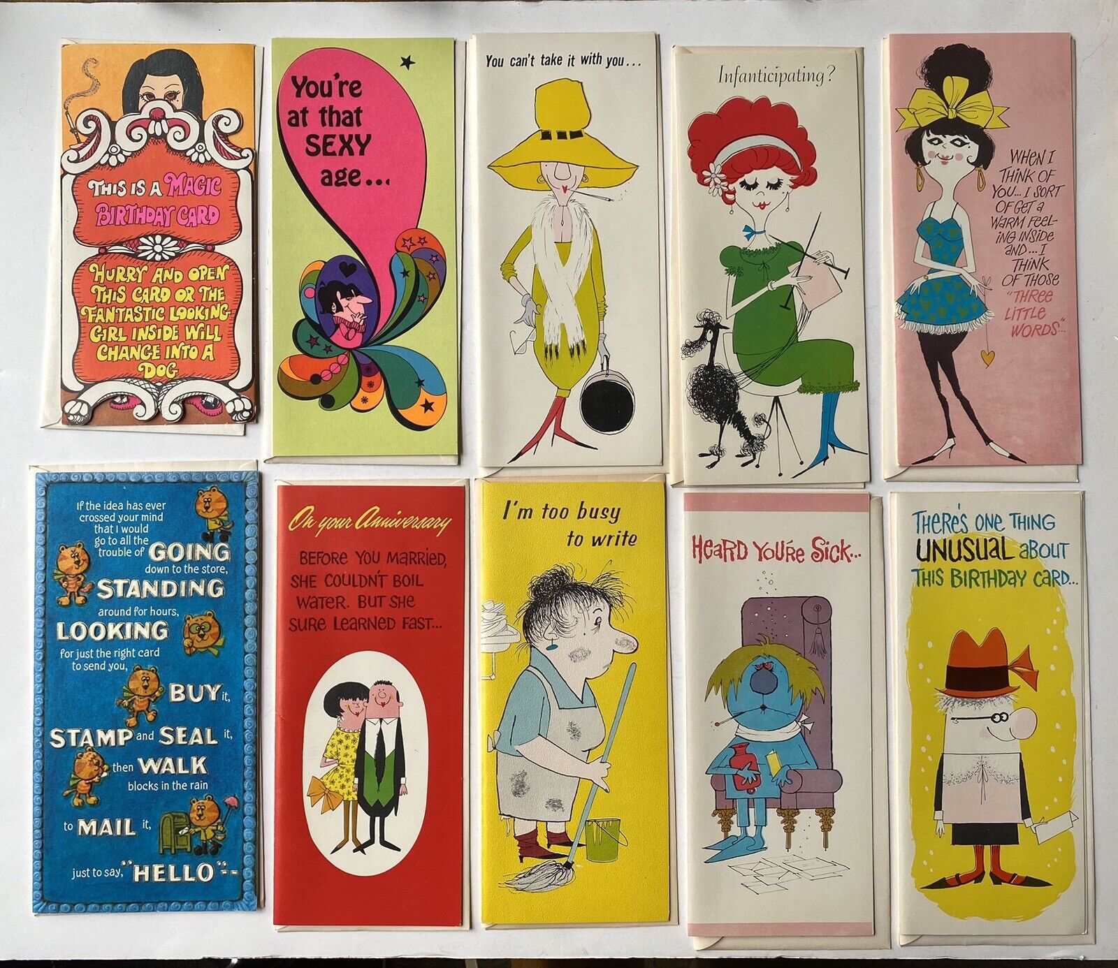 Vintage 60’s 70’s NOS Unused Cheeky Humor Cards Greeting Cards Lot Of 10